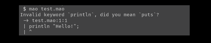 Mao syntax failing